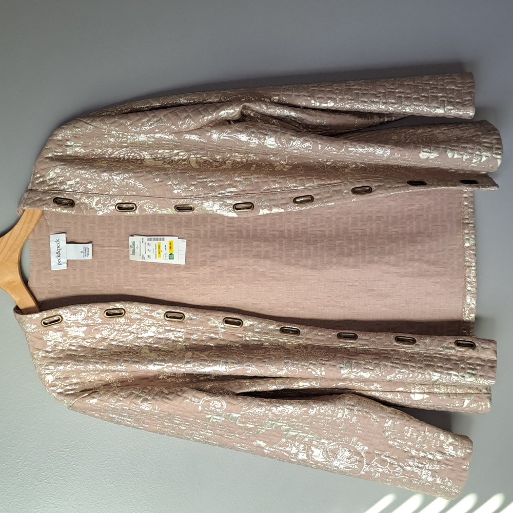 NWT Peck & Peck Tan & Gold open front jacket